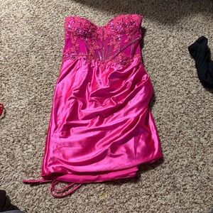 Vibrant Pink Strapless Mini Dress